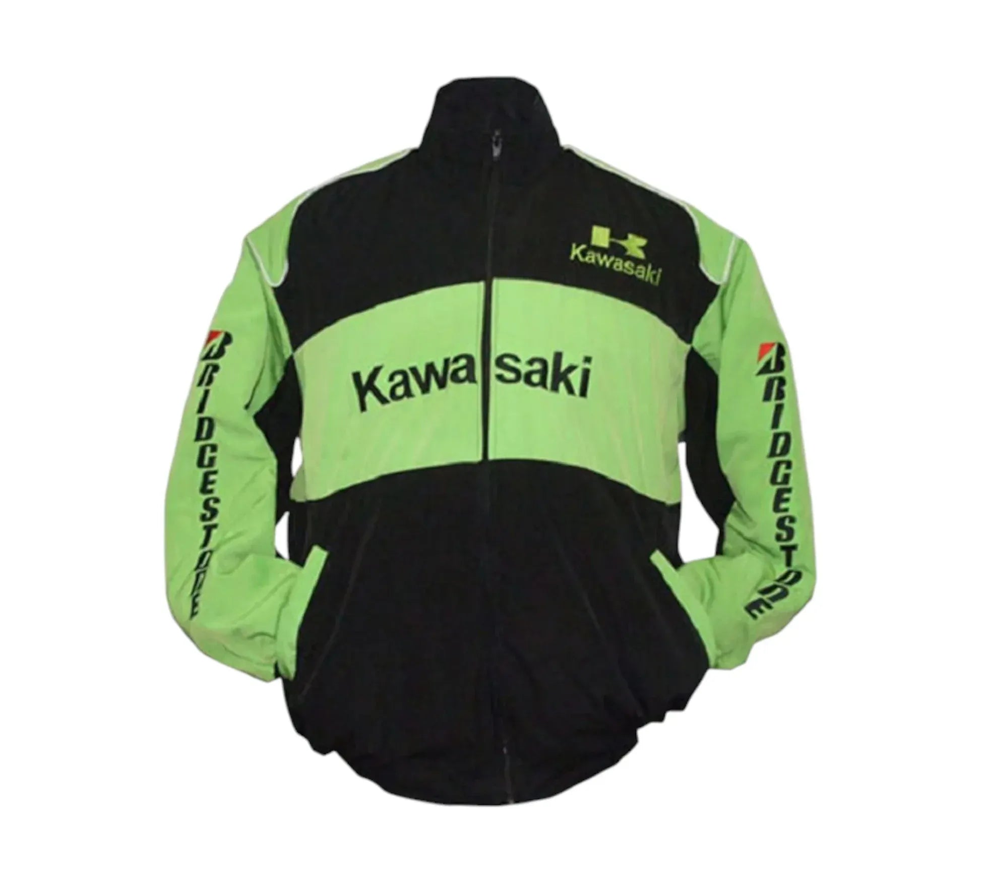 Kawasaki Racing Team ジャケット 黒・緑　バイク　フリース Kawasaki Bridgestone Black Green Racing Jacket – SpeedLine Racewear