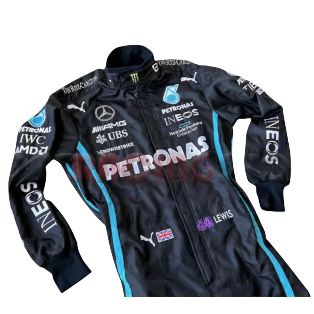 F1 Mercedes AMG Petronas embroidery race suit close detail