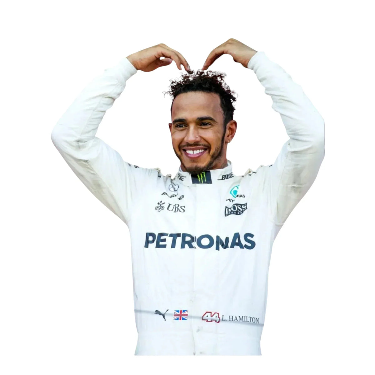 Lewis Hamilton 2017 Mercedes-Benz Formula 1 race suit front view