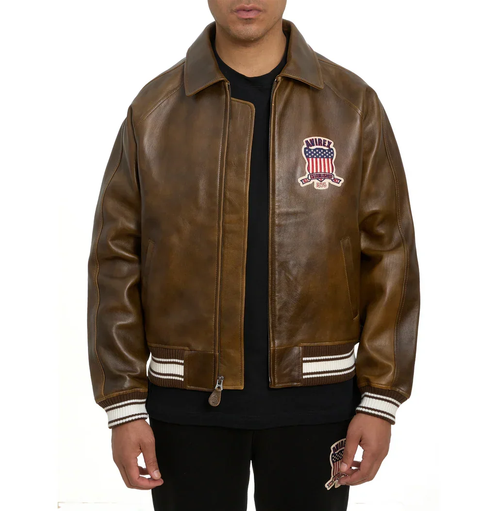 Limited Edition Avirex Vintage Fashion Bomber Leather Jackets For Sale Speedline Racewear
