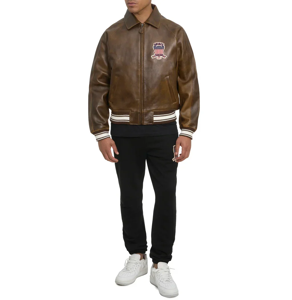 Limited Edition Avirex Vintage Fashion Bomber Leather Jackets For Sale Speedline Racewear