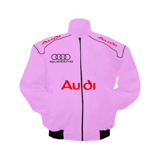 Pink Audi Vintage Racing Jacket - Retro Motorsport SpeedLine Racewear