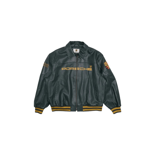 Porsche Vintage Leather Bomber Jacket - Green Edition SpeedLine Racewear