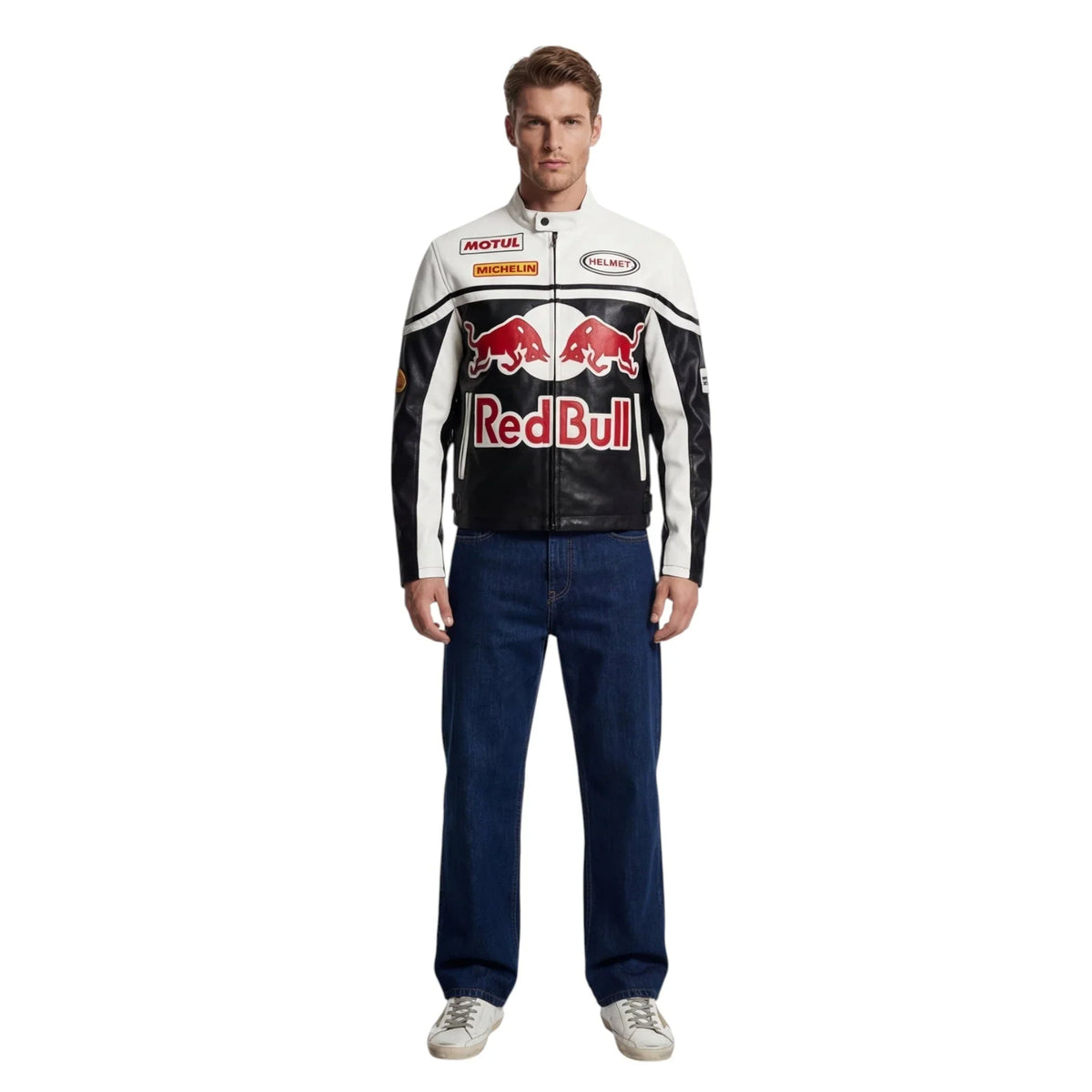 Red Bull Racing Vintage Leather Jacket – White Edition