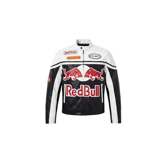 Red Bull Racing Vintage Leather Jacket – White Edition