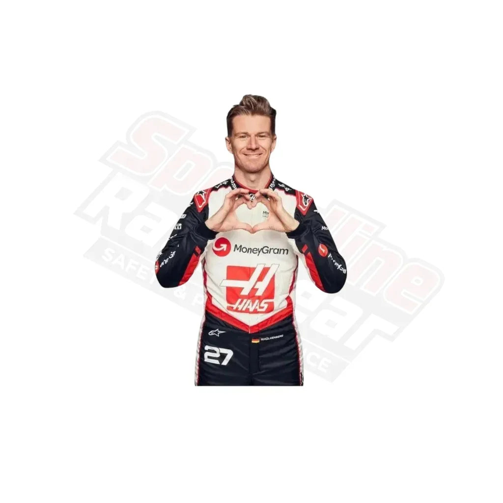 Display of 2024 Haas F1 Team Nico Hülkenberg Race Suit